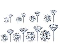 Infinite U 8 pares pares plata de ley 925 3 - 10 mm 4 garras corazones y flechas circonitas cúbicas Juego de tuerca pendientes Earbob para mujeres/niñas