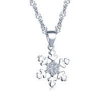 Infinite U Classic 925 plata de ley cúbicos Zirconia copo de nieve colgante collar con cadena de 18 "para las niñas/mujeres