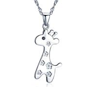 Infinite U - Colgante de plata esterlina 925, diseño de jirafa (cadena de 43 cm, para niñasy mujeres)