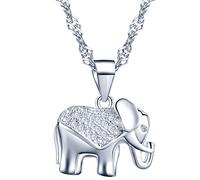 Infinite U - Colgante para collar para mujer (plata de ley y circonios cúbicos), diseño de elefante