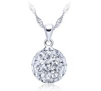 Infinite U Collar colgante cristal austríaco de plata 925 para Mujer Niña Collares Bola de Cristal Shambhala Plateado