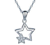 Infinite U Fashion Collar colgante estrella de plata de ley 925 y circonita cúbica para mujeres niñas colgante estrella plata