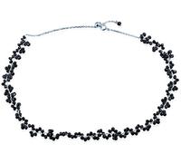 Infinite U Fashion negro colgante de plata de ley 925 perlas collar gargantilla con extensión para las mujeres/niñas