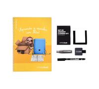 InfiniteBook Caligrafía A4 Starter Kit - Cuaderno Reutilizable para Niños | Aprende a Escribir con Rotulador, Paño y Soporte | Pizarra Blanca Portátil y Educativa | Eco Friendly