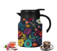Infinitne Vintage Floral Pattern Tea - Built-in Infuser, Insulated Tea Pot with Infuser, Vintage Teapot, Coffee Carafes for Keeping Hot, Stainless Steel Thermal Carafe (E,33.8oz/1000ml)