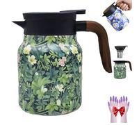 Infinitne Vintage Floral Pattern Tea - Built-in Infuser, Stainless Steel Insulated Tea Bottle, Temperature Control Teas Kettle for Loose Teas, Coffee Pot for Hot Drinks (E,1000ml)