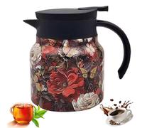 Infinitne Vintage Floral Pattern Tea - Built-in Infuser, Stainless Steel Teapot with Infuser, Temperature Control Tea Kettle for Loose Teas, Coffee Pot for Hot Drinks,Long Time Insulation (02,1000ml)