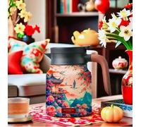 Infinitne Vintage Floral Pattern Tea, Vintage Floral Pattern Teapot With Built-In Infuser, 316 Stainless Steel Insulated Tea Bottle, With Lid For Home Office, Easy To Clean (Q#)