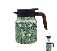Infinitne Vintage Floral Teapot,Vintage Floral Pattern Tea Pot-Built-In Infuser,Insulated Stainless Steel Loose Teapot,for Travel (H)