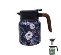 Infinitne Vintage Floral Teapot,Vintage Floral Pattern Tea Pot-Built-In Infuser,Insulated Stainless Steel Loose Teapot,for Travel (N)