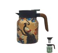 Infinitne Vintage Floral Teapot,Vintage Floral Pattern Tea Pot-Built-In Infuser,Insulated Stainless Steel Loose Teapot,for Travel (I)
