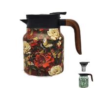 Infinitne Vintage Floral Teapot,Vintage Floral Pattern Tea Pot-Built-In Infuser,Insulated Stainless Steel Loose Teapot,for Travel (P)