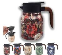 Infinitne Vintage Floral Teapot, Vintage Floral Pattern Tea Thermos - Built-In Infuser, Infinitne Vintage Floral Pattern Teapot, 316 Stainless Steel Insulated (red,800ml)