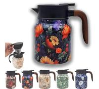 Infinitne Vintage Floral Teapot, Vintage Floral Pattern Tea Thermos - Built-In Infuser, Infinitne Vintage Floral Pattern Teapot, 316 Stainless Steel Insulated (orange color,800ml)