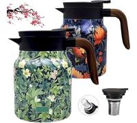 Infinitne Vintage Floral Teapot, With Infuser, 6-12 Hours Long-Lasting Heat Retention for Hot Drink (Red plus green)