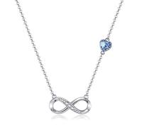 Infinito Collar de Corazón, Colgante con Símbolo de Infinito, Collar de Plata Ajustable para Mujer, Joya para Regalo, Navidad