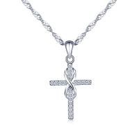 Infinito U Collares Plata 925 para Mujer Colgante Cruz y Infinito con Diamante, Idea Regalo Navidad