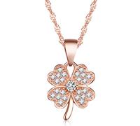 Infinito U elegante Four-Leaved Trébol 925 plata de ley Circonita Colgante Collar para las mujeres/niñas, oro rosa