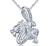 Infinito U- Moda Cool Collares Mujer de Plata de ley 925 Colgante de Dragón Collar para Mujeres Chicas con Cadena de 45 cm, Idea Regalo