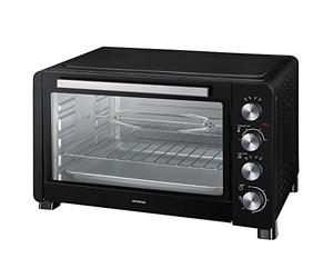 INFINITON HSM-A60B - Horno sobremesa, Negro, 60L, 2500W, Convección, Función asador, Rustidor, Doble acristalamiento, Luz interior, Temporizador 60 min.