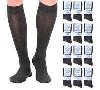 Infinity 12 pares de calcetines largos para hombre de algodón hilo de Escocia elástico, Antracita 12 Pares, 39-42