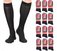 Infinity 12 pares de calcetines largos para hombre de algodón hilo de Escocia elástico, Negro 12 Pares, 43-46