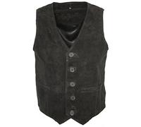 Infinity Caballero de Cabra de Los Hombres Clásico Elegante Chaleco de Cuero Negro 2XL