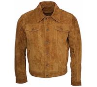 Infinity Camionero de Hombres Broncear Casuales Jeans Camisa de Cuero Gamuza de Chaqueta L