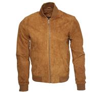 Hombre Caqui Varsity De Cuero de Ante de Cabra Bombardero Chaqueta