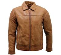 Infinity Chaqueta broncear Retro del Motorista del Cuero de Nappa de los Hombres 3XL