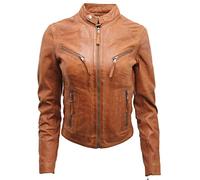 Infinity Chaqueta de Cuero Marrón del Motorista de Las Mujeres Ocasionales 12