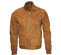Infinity Cuero Hombres Bronceado Cabra Suede Bombardero Varsity Chaqueta, marrón, 5XL