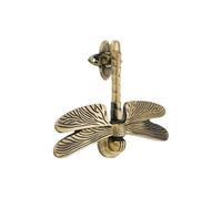 Infinity Decor Aldaba de puerta de latón macizo con forma de libélula en acabado de latón pulido, Aldaba de mano vintage para muebles de puerta de entrada