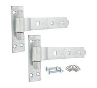 Infinity Decor Bisagras de gancho y banda rectas, con manivela, ajustables, para puertas de jardín o garaje, galvanizadas (2 bisagras de manivela, 20 cm)