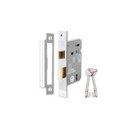 Infinity Decor Cerradura de mortaja de 63 mm y 75 mm con cierre reversible y llave para puertas internas y externas, certificado Warrington y protegido contra incendios (cromo pulido, 63 mm)