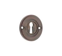 Infinity Decor Cerradura de puerta de latón macizo estilo vintage con acabado de bronce envejecido para puertas delanteras, 42 mm