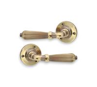 Infinity Decor Juego de manijas de latón macizo con acabado redondo de latón envejecido estilo vintage, para uso interior y exterior