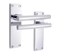 Infinity Decor Juego de manijas de puerta de paso de cromo pulido, diseño moderno, ideal para uso interno y externo, diseño ergonómico