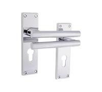 Infinity Decor Juego de manijas rectas para puerta de paso de 155 mm, cromadas pulidas y rectangulares, aptas para todas las puertas internas y externas