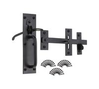 Infinity Decor Juego de pestillos para puerta de pulgar Suffolk de hierro epoxi resistente, ideal para puertas de jardín, garaje y cobertizos de madera