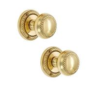 Infinity Decor Juego de pomos de latón macizo con diseño de cuerda georgiana de 50 mm, tiradores de latón pulido, ideales para puertas interiores y exteriores