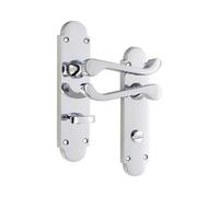 Infinity Decor Latch Lock Euro - Juego de manijas de puerta de baño o palanca de baño (cromo pulido, baño, 1, unidad, 1)