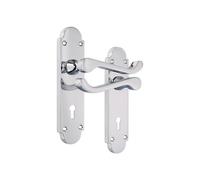 Infinity Decor Latch Lock Euro - Juego de manijas de puerta de baño o palanca de baño (cromo pulido, cerradura, 1, unidad, 1)