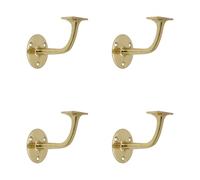 Infinity Decor Paquete de 4 soportes tradicionales para pasamanos de latón pulido, soporte resistente montado en la pared para escaleras y barandillas