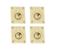 Infinity Decor Paquete de 4 tiradores empotrados de latón pulido de 60 mm x 50 mm, ideal para ventanas, armarios, puertas de armarios