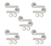 Infinity Decor Paquete de 5 manijas ovaladas de doble tono en T en manijas redondas de puerta con escudo, para uso interior y exterior