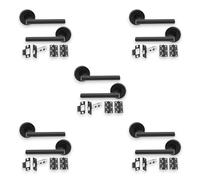 Infinity Decor Paquete de 5 pares de Tiradores Negros Puerta en T, Manijas de Puerta en Color Negro Mate con Pestillo Tubular y Bisagras, Juego de Manijas Interiores para Uso Doméstico y Oficina