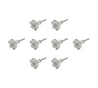 Infinity Decor Paquete de 8 pomos de hierro fundido antiguos con diseño floral en blanco de 35 mm, adecuados para cocina, cajón, alacena, cómoda, puerta de baúl