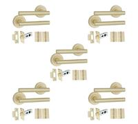 Infinity Decor Paquete de manijas de puerta rectas en T de latón satinado con par de bisagras de tope de 3 pulgadas y pestillo tubular de 2.5 pulgadas, manijas interiores ideales para uso interior y