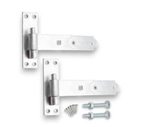 Infinity Decor Par de bisagras de hierro para puerta de hierro con manivela y rectas, de zinc galvanizado (pares rectos de 8 pulgadas)